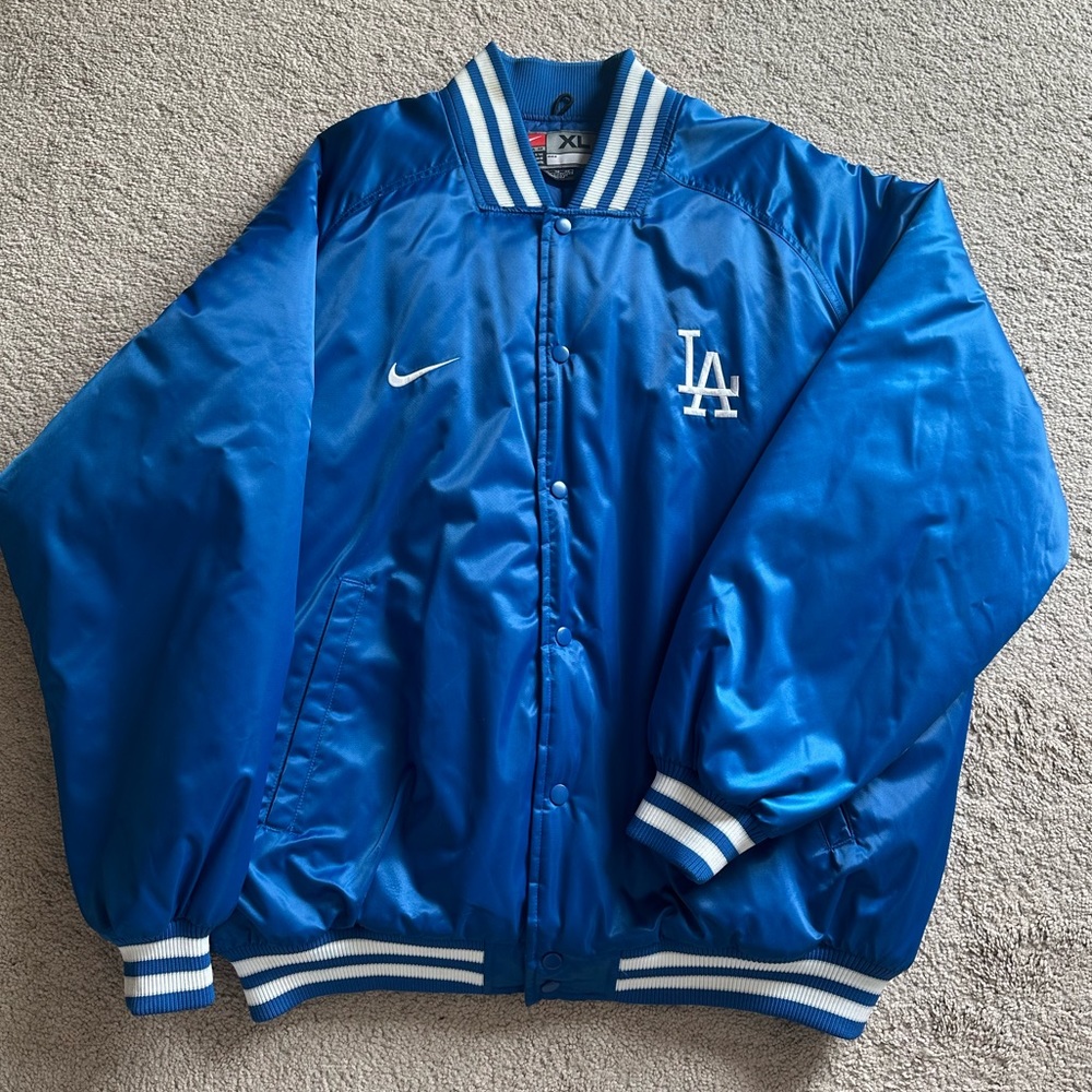 LOS ANGELES DODGERS NIKE SATIN JACKET BLUE XL PUIG MLB BASEBALL BLUE SCRIPT
